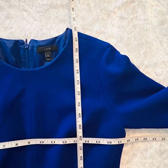 J. Crew Womens Blue Lined Back Zip Long Sleeves Wool Blend Sheath Dress Size 6 - Picture 8 of 8